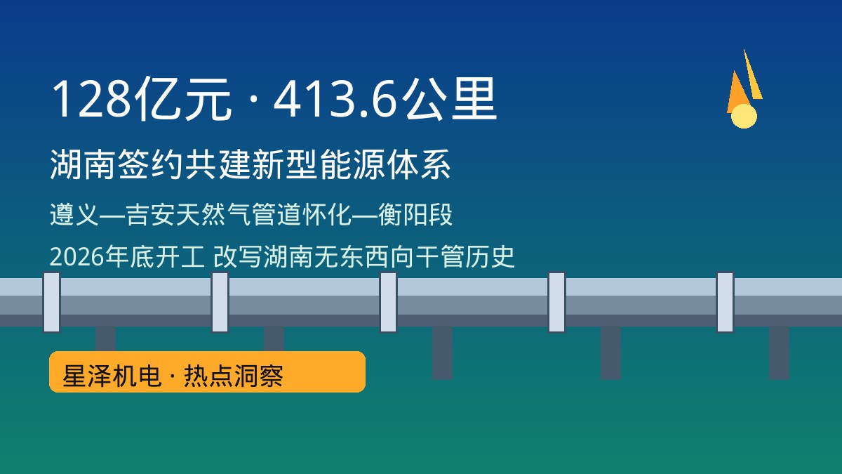 128亿元413.6公里！湖南携手国度管网共建新型能源系统，器材向天然气大动脉背后的特种管路机缘